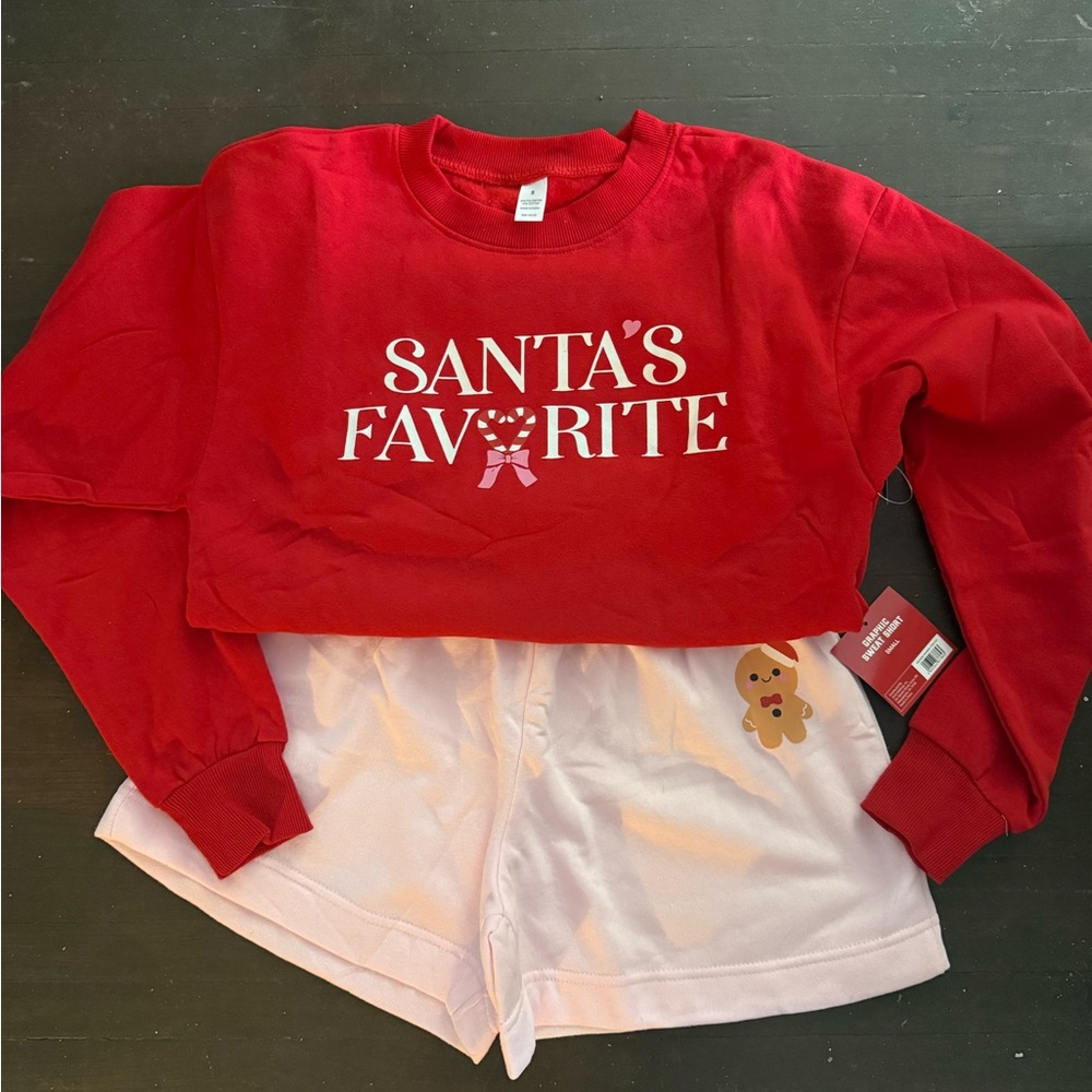 Red 'Santa's Favorite' Sweatshirt and Shorts